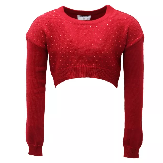 9120AD maglione bimba girl MONNALISA dark red/studs sweater kids