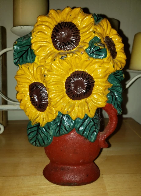 Antique Door Garden Art Cast Iron Sunflower "Hubley" Van Gogh Ish Farmhouse