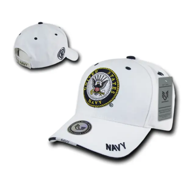 White United States US Navy Emblem Logo Military Baseball Ball Cap Hat Caps Hats