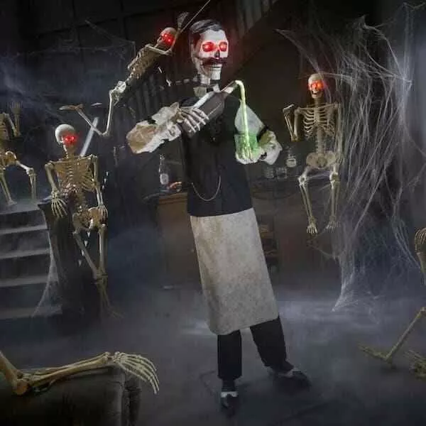 6 ft Bartender Dean the Deathologist Animated Halloween LED Prop Home Depot NEW