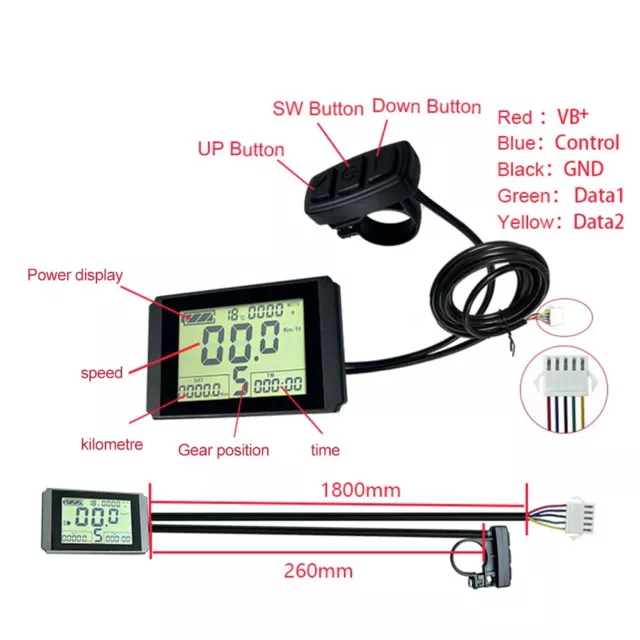 Black KT LCD10H LCD Display for Electric Bicycle Modification with L67mm Height