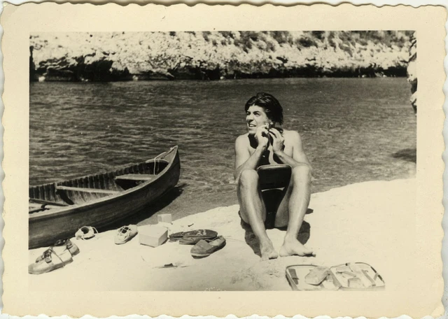 Photo Ancienne Vintage – Homme Torse Nu Musclé En Maillot De Ski Nautique – Tirage Argentique