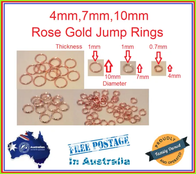 10/20/50/100-2000 Rose Gold Plated Split Open Jump Ring Rings 4mm 7mm 10mm Link