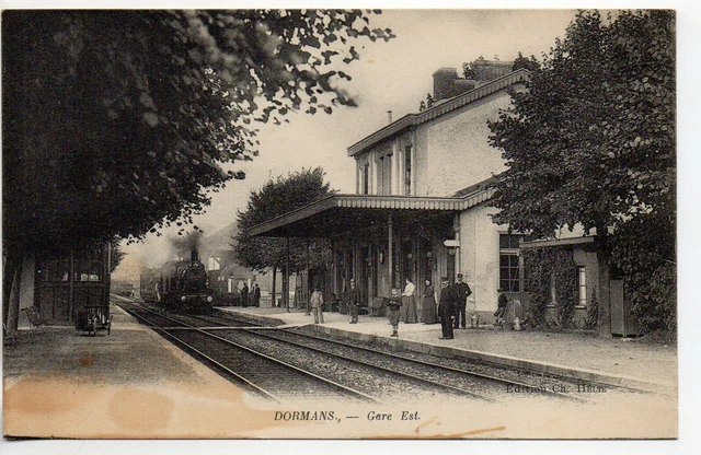 DORMANS - Marne - CPA 51 - carte 1900 - la gare - le train arrive en gare