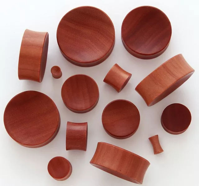Pair 2G 6mm Red Saba Organic Natural Wood Concave Saddle Plugs Ear Gauges 549