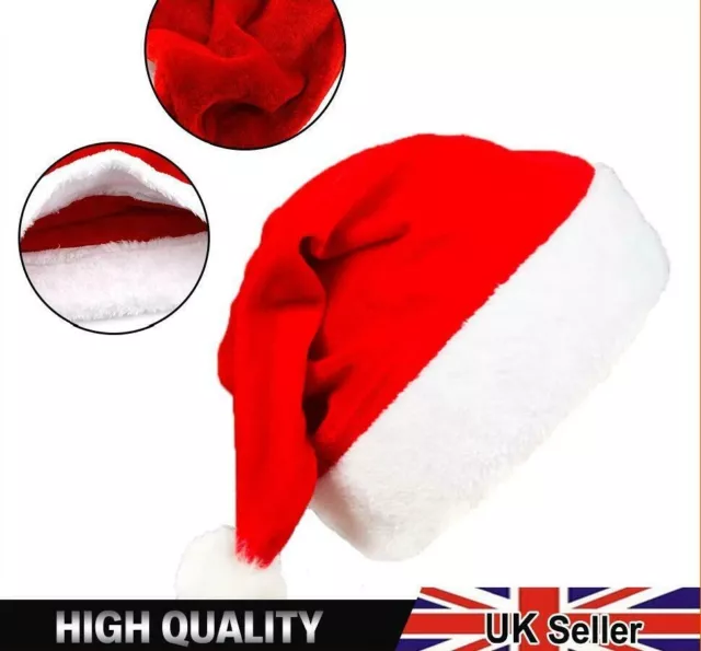 Unisex Father Christmas Hat XMAS Santa Family Gift For Adult lot UK