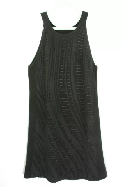 NIC + ZOE Dress Petite Medium Black French Terry Sleeveless Tank Knit Metallic