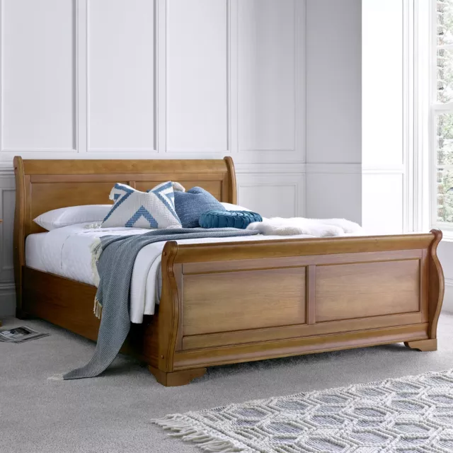 Solid Wooden Toulon Sleigh Super King Bed - 6ft By Time4Sleep