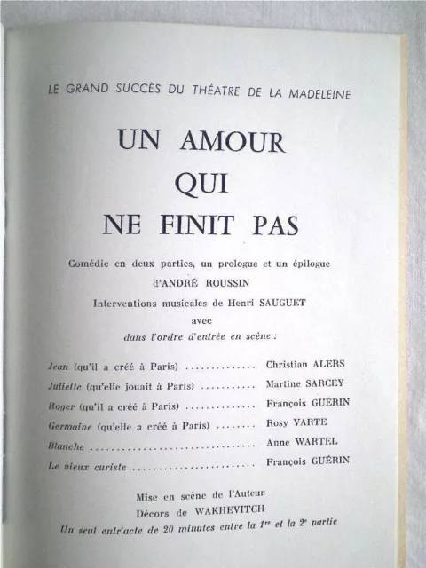 Programme Theatre Karsenty 1963/1964 Avec Dedicace De Christian Alers 2