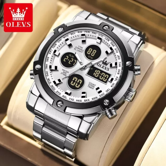 3 TIME Men Gents Design Watch High Quality Analogue & Digital Quartz Wristwatch