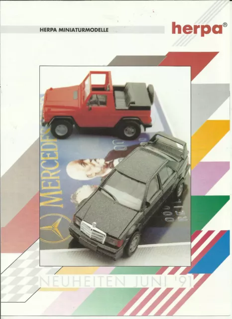 Infoblatt Katalog Herpa Neuheiten Juni 1991 Modellautos im Maßstab 1:87