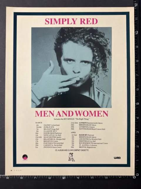 SIMPLY RED - MEN AND WOMEN UK TOUR 9X12" Original Magazine Advert Mini Poster