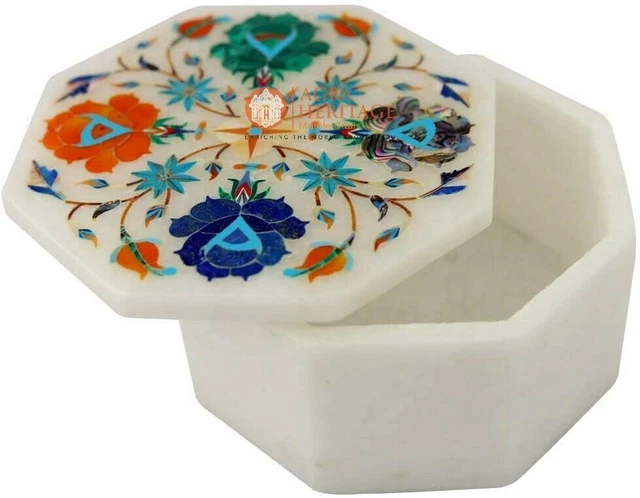 Tienda Joyería Mármol Blanco Incrustación Multi Patrón Floral Arte X Regalo para
