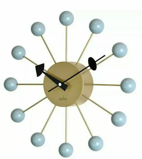 Wall Spoke Clock in Brass Haze by Acctim - 33cm - Wooden Hand Painted Balls -NEW 3