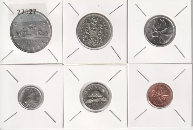1972  Canada  1, 5, 10, 25, 50 Cents, $1 Dollar 6 Coin Set  - VF - # 27127