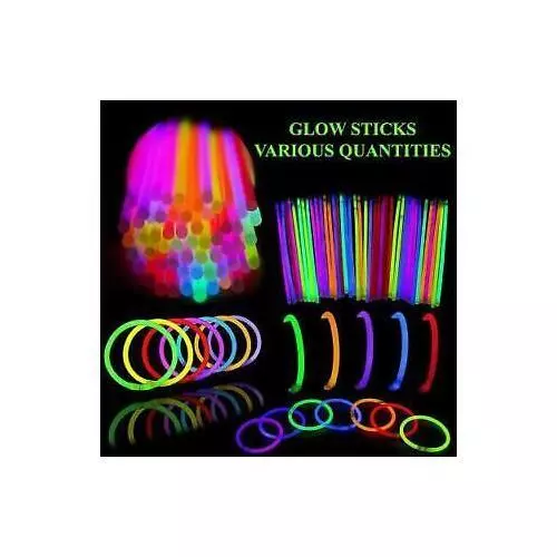 100/1000 8" Glow Sticks Bracelets Necklaces Party Favors Neon Color +Connector