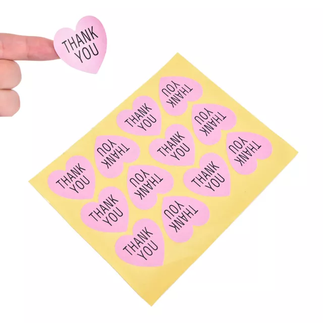 24x/2Sheets Pink Heart Paper Labels 'THANK YOU' Gift Food Craft Stickers SeaY_aa