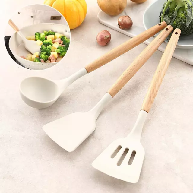 Silicone Kitchen Utensils Set 3Piece Cooking Non Stick Baking Tools Spoon L8B2