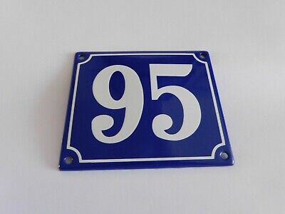 Old French Blue Enamel Porcelain Metal House Door Number Street Sign / Plate 95