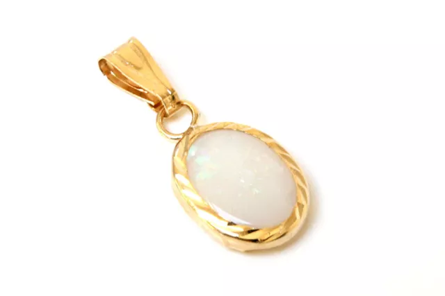 9ct Gold Opal Pendant Oval Necklace no chain Gift Boxed Made in UK