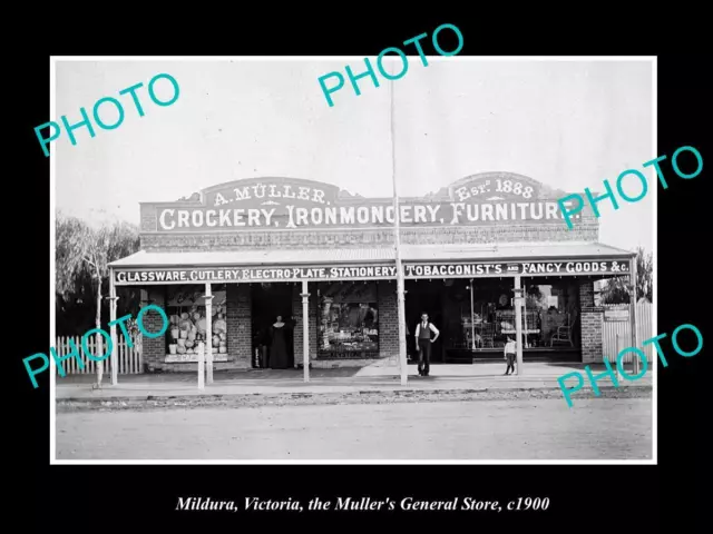 OLD LARGE HISTORIC PHOTO MILDURA VICTORIA THE MULLER GENERAL STORE c1900