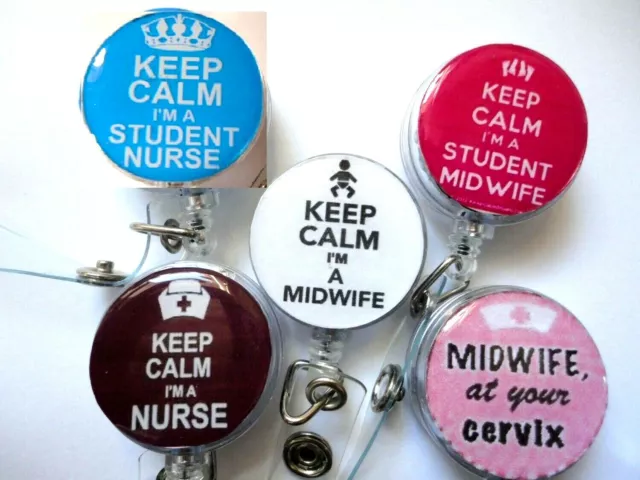 Keep Calm I'm a Midwife enfermera cuello uterino estudiante retroceso identificación tarjeta soporte de tarjeta