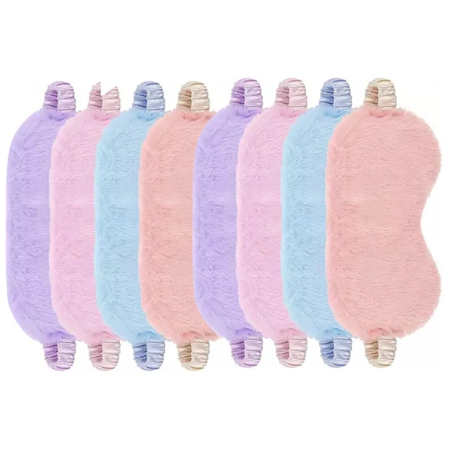 8pcs Plüsch -Augenmasken pelzige Schlafmasken tragbare Augenabdeckungen