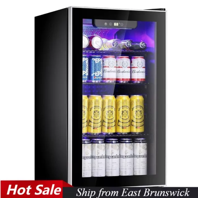 EUHOMY Beverage Refrigerator and Cooler, 126 Can Mini Fridge with Glass  Door, Sm
