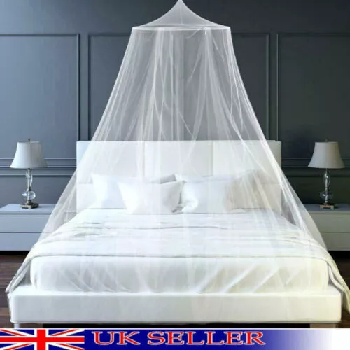 Mosquito Net Canopy Dome Fly Insect Protect Double King Bed Tent Mesh Curtain UK 2