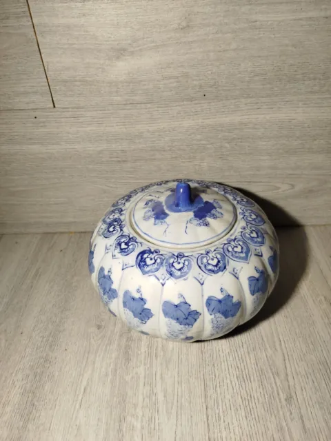 GRANDE POTICHE en PORCELAINE CHINOISE  - Grand Bol - Pot En Forme De Citrouille