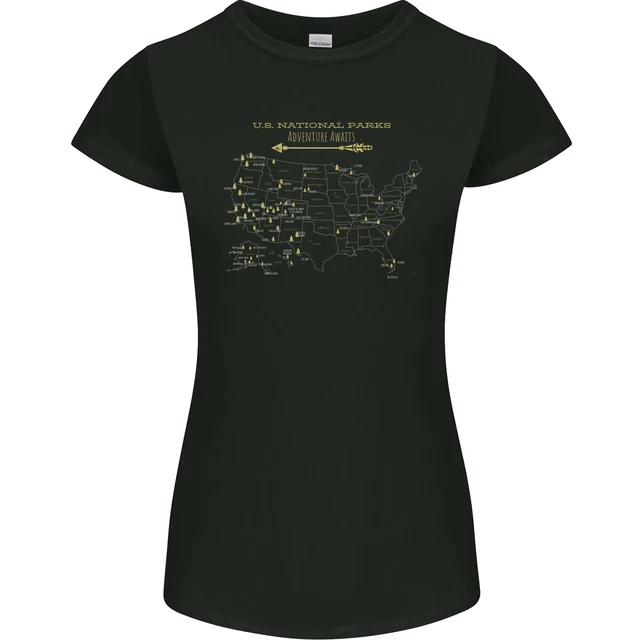US National Parks Hiking Trekking Walking Womens Petite Cut T-Shirt