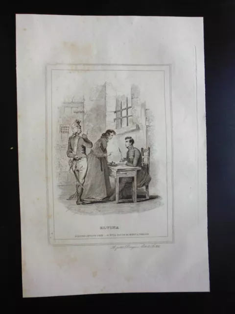 Gravure noir et blanc 19°:Théâtre:Elvina,le petit dragon, acte II scène XIII