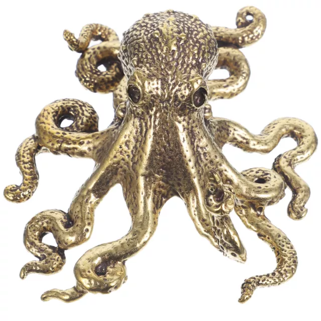 Octopus Brass Figurine Home Decor Collectible Sculpture Shelf Ornament