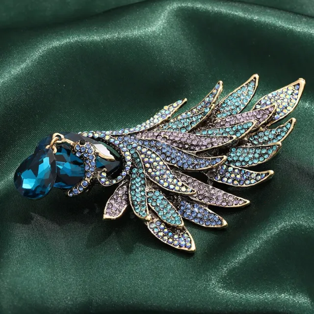 Hot Sale Chinese Style Phoenix Winged Blue Big Rhinestone Brooch Accessories