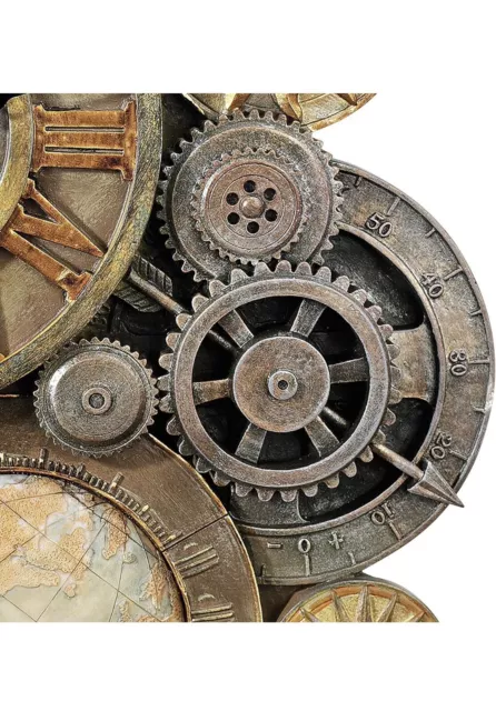 Design Toscano Gears of Time Steampunk Wall Clock Sculpture, (Medium) 43.25 cm, 3