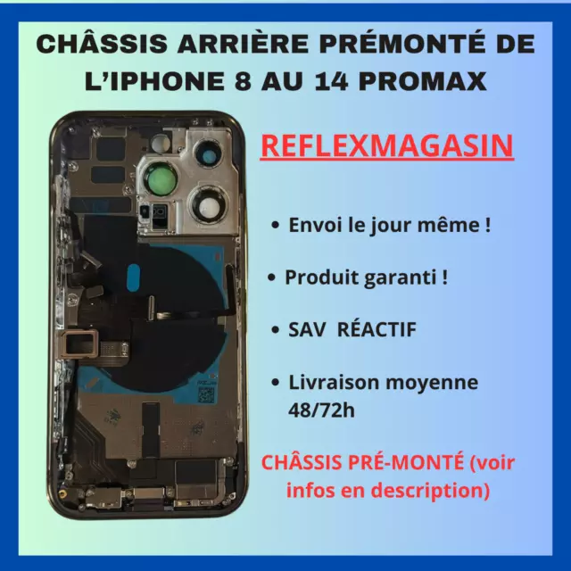 Châssis arrière prémonté complet i Phone 8 X XR XS 11 12 13 14 MINI PROMAX LOGO.