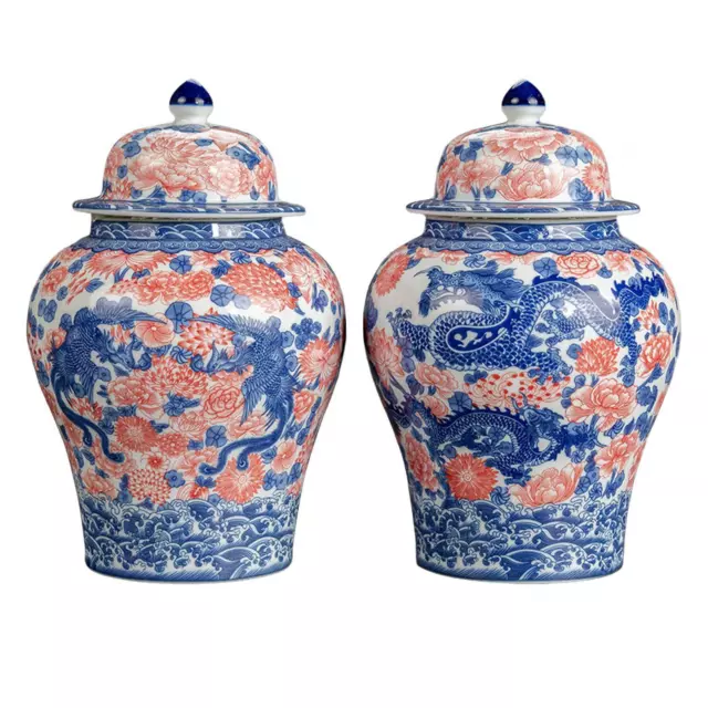 Ginger Jar 1300ml Chinese Display Tea Canister for Dining Table Gift Kitchen 2