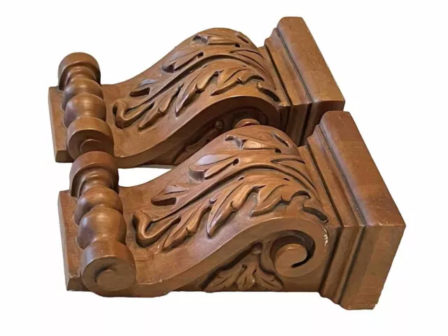 Solid Cherry Corbels Acanthus Leaf 8x5x3 Finished Wood Repurposed