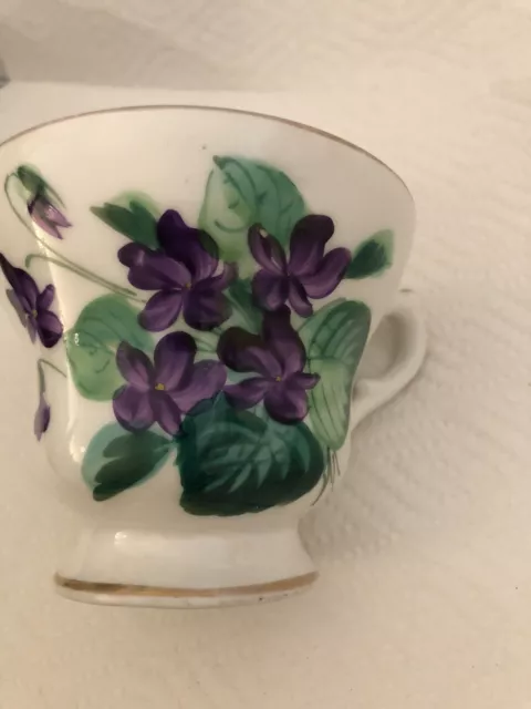 KPM VIOLET FLOWER GOLD Hand Painted Cup & Saucer GERMANY ANTIQUE HP ART ELEGANT 2