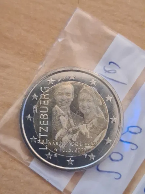 Luxemburg 2020, 2 Euro Gedenkmünze "Prinz Baby Charles" Photo, Bankfrisch