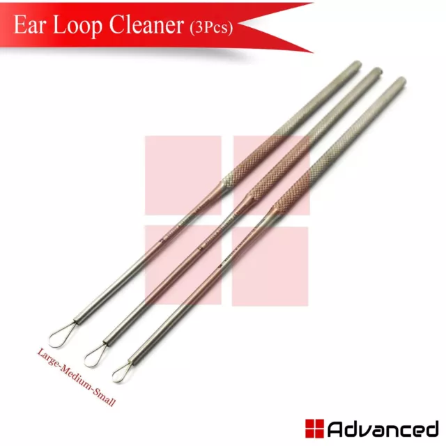 3Pcs Ear Wax Remover Medical Ear Cleaner Loop ENT Tools Small+Medium+Large