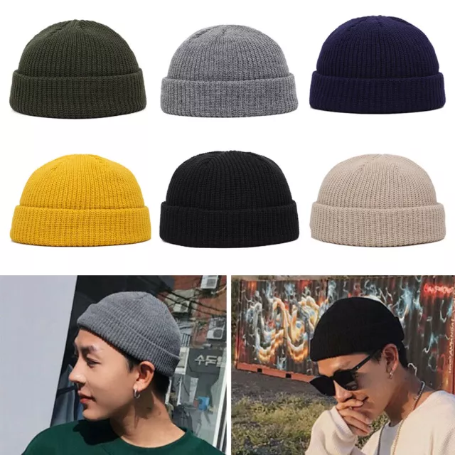 Herren Frauen Mini Fischer Beanie Winter Frühling Mütze weiche Strickmütze Mode