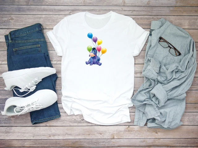 Winnie The Pooh Eeyore with Baloons kurzärmlig weißes Herren-T-Shirt P111