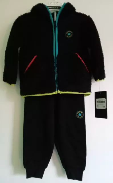 CONVERSE 2 piece SET 24 Months Hoodie Joggers Sherpa Fleece Tracksuit RRP£45 UK