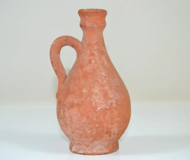 Ancient Roman Terracotta Redware Handle JUG North Africa Pottery Vase Vessel