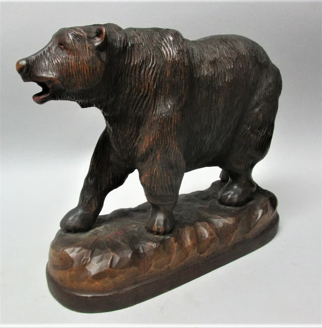 Gorgeous 19th C. Antique BLACK FOREST Carved Bear  WORKSHOP SIGNED  c. 1890