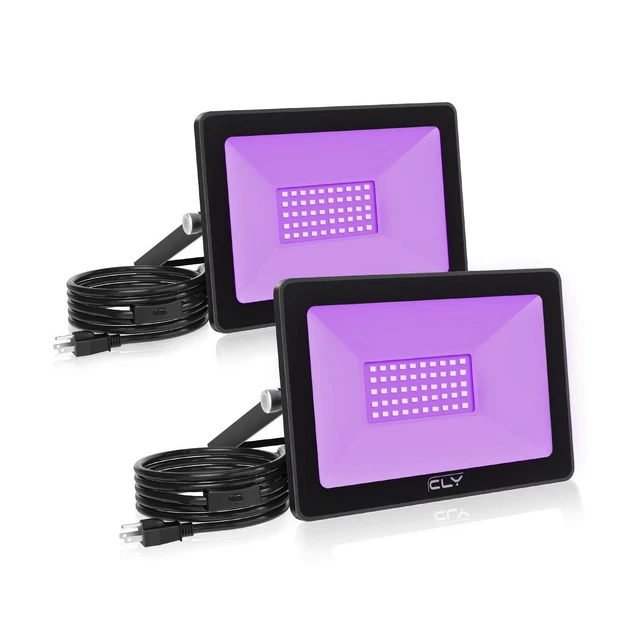 CLY 60W UV LED Schwarzlicht, UV Flutlicht mit US Stecker und Schalter, IP66 Wat...