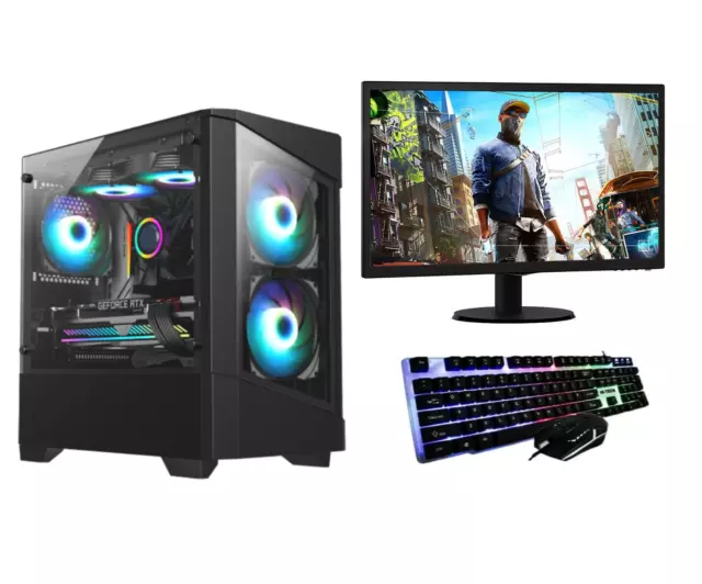 Fast Gaming PC Computer Bundle Monitor i5 Quad Core 8GB 1TB Win 10 2GB GT710 WOW