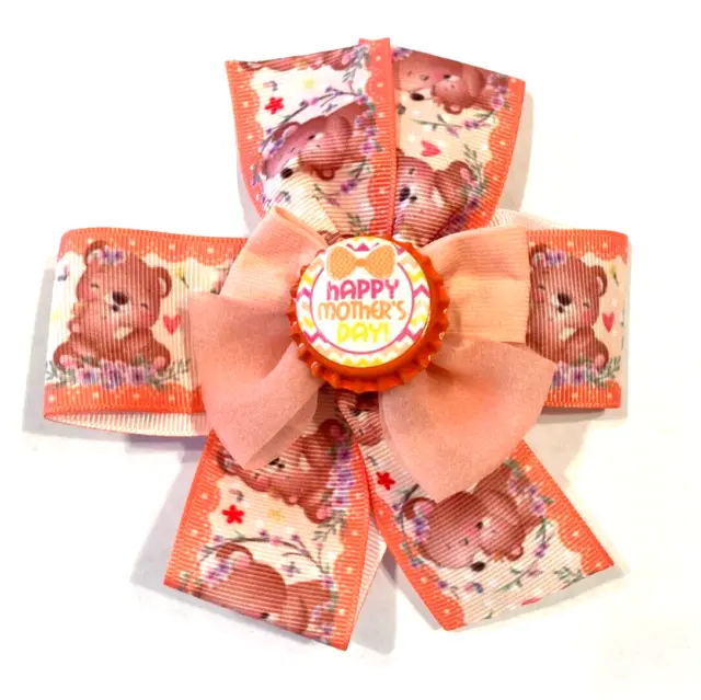 Beautiful Happy Mother's Day Bears Inspired hairbow for girls.