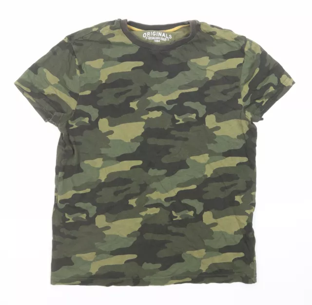 Camiseta básica de algodón verde camuflaje para niños talla 11-12 años Ro